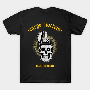 Carpe Noctem II - Seize The Night - Latin Quotes Phrase - Skull Art T-Shirt